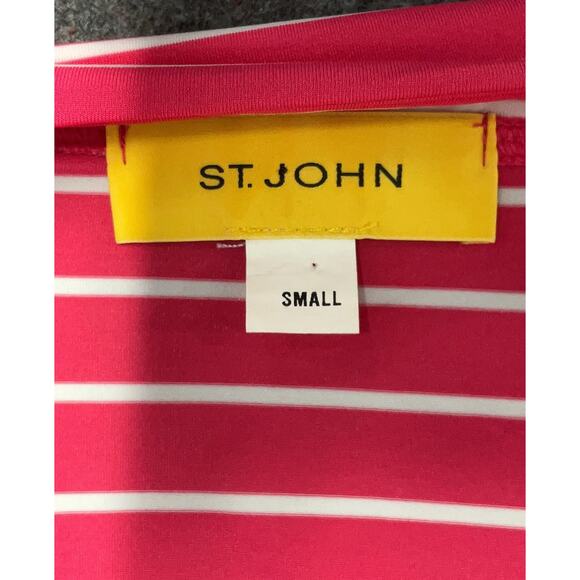 ST. JOHN Silk Blend Pink Striped Embellished Top Tunic Mini Dress Size Small EUC - Picture 5 of 6